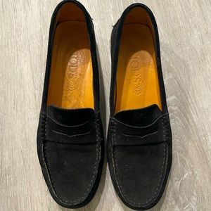 TOD’S Black Suede Loafers - Women’s